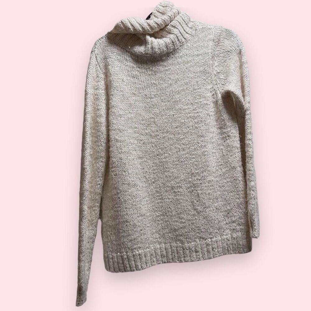 Liz Claiborne Grey Sequin Turtleneck Knit Sweater Size XL